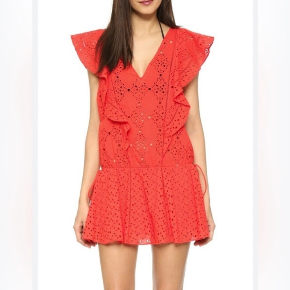 PARKER BEACH Antigua Sleeveless Eyelet 100% Cotton Cover-Up Dress Sz M - Picture 5 of 11